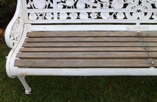 VICTORIAN COALBROOKDALE NASTURTIUM PATTERN GARDEN SEATBENCH - ADDITIONAL PHOTO 20