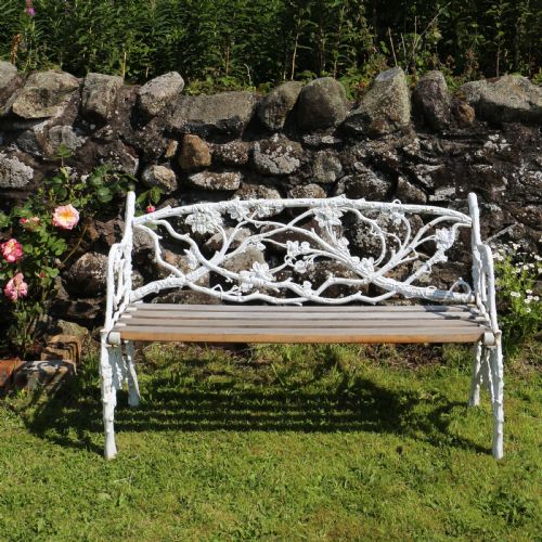 rare victorian phoenix foundry rustic pattern cast iron garden seatbench - CATEGORY: ANTIQUE FURNITURE - DATED VICTORIAN