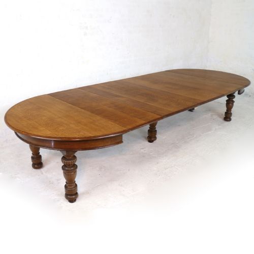 VICTORIAN OAK ROUND EXTENDING DINING TABLE 4 LEAVES 12 12FTSEATS 1214 BY GILLOWS - ADDITIONAL PHOTO 1