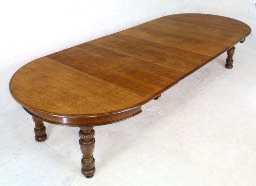 VICTORIAN OAK ROUND EXTENDING DINING TABLE 4 LEAVES 12 12FTSEATS 1214 BY GILLOWS - ADDITIONAL PHOTO 2