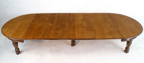VICTORIAN OAK ROUND EXTENDING DINING TABLE 4 LEAVES 12 12FTSEATS 1214 BY GILLOWS - ADDITIONAL PHOTO 3
