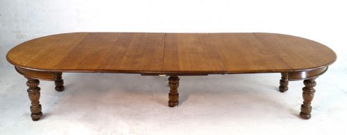 VICTORIAN OAK ROUND EXTENDING DINING TABLE 4 LEAVES 12 12FTSEATS 1214 BY GILLOWS - ADDITIONAL PHOTO 4