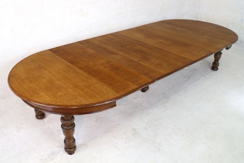 VICTORIAN OAK ROUND EXTENDING DINING TABLE 4 LEAVES 12 12FTSEATS 1214 BY GILLOWS - ADDITIONAL PHOTO 5