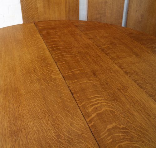 VICTORIAN OAK ROUND EXTENDING DINING TABLE 4 LEAVES 12 12FTSEATS 1214 BY GILLOWS - ADDITIONAL PHOTO 10