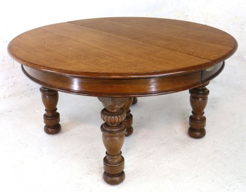 VICTORIAN OAK ROUND EXTENDING DINING TABLE 4 LEAVES 12 12FTSEATS 1214 BY GILLOWS - ADDITIONAL PHOTO 11