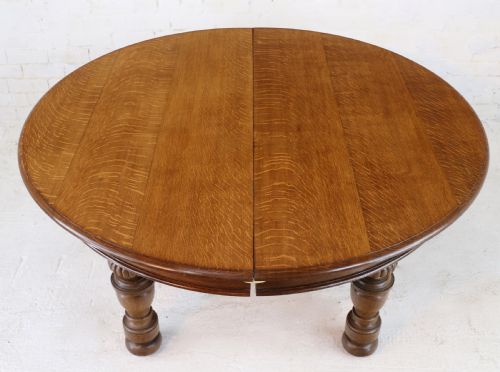 VICTORIAN OAK ROUND EXTENDING DINING TABLE 4 LEAVES 12 12FTSEATS 1214 BY GILLOWS - ADDITIONAL PHOTO 14
