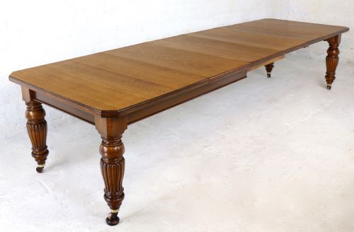 VICTORIAN OAK EXTENDING DINING TABLE 4 LEAVES BY SELBAT 11FT9SEATS 14 - ADDITIONAL PHOTO 2