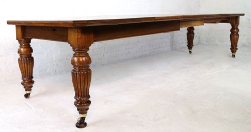 VICTORIAN OAK EXTENDING DINING TABLE 4 LEAVES BY SELBAT 11FT9SEATS 14 - ADDITIONAL PHOTO 3