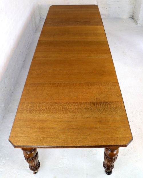 VICTORIAN OAK EXTENDING DINING TABLE 4 LEAVES BY SELBAT 11FT9SEATS 14 - ADDITIONAL PHOTO 6