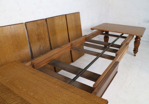 VICTORIAN OAK EXTENDING DINING TABLE 4 LEAVES BY SELBAT 11FT9SEATS 14 - ADDITIONAL PHOTO 16