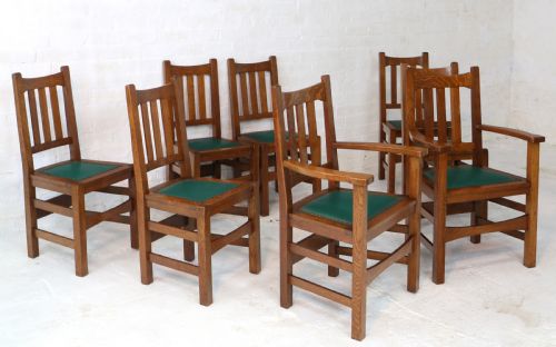 SET OF EIGHT AMERICAN ARTS CRAFTS MISSION OAK DINING CHAIRS BY STICKLEY BROTHERS 8 - ADDITIONAL PHOTO 1