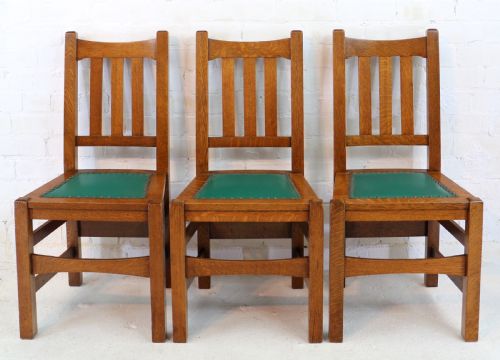 SET OF EIGHT AMERICAN ARTS CRAFTS MISSION OAK DINING CHAIRS BY STICKLEY BROTHERS 8 - ADDITIONAL PHOTO 4