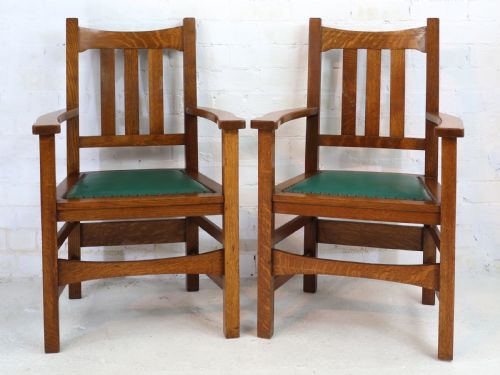 SET OF EIGHT AMERICAN ARTS CRAFTS MISSION OAK DINING CHAIRS BY STICKLEY BROTHERS 8 - ADDITIONAL PHOTO 14