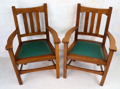 SET OF EIGHT AMERICAN ARTS CRAFTS MISSION OAK DINING CHAIRS BY STICKLEY BROTHERS 8 - ADDITIONAL PHOTO 16