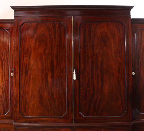REGENCY MAHOGANY GENTLEMANS BREAKFRONT LINEN PRESS WARDROBE - ADDITIONAL PHOTO 7