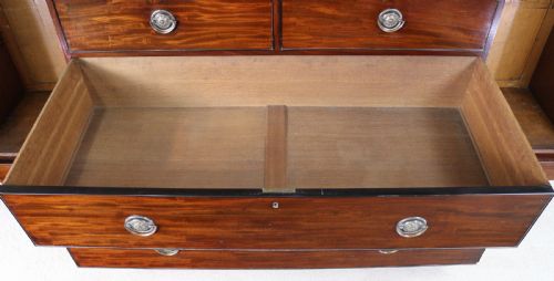 REGENCY MAHOGANY GENTLEMANS BREAKFRONT LINEN PRESS WARDROBE - ADDITIONAL PHOTO 26