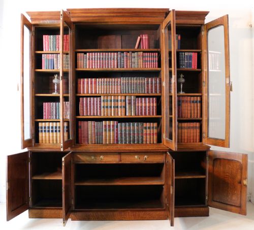 WILLIAM IV OAK BREAKFRONT BOOKCASE - ADDITIONAL PHOTO 18