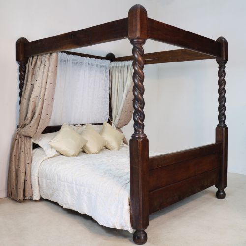 VICTORIAN ARTS CRAFTS OAK FOUR POSTER KING SIZE BED - ADDITIONAL PHOTO 2