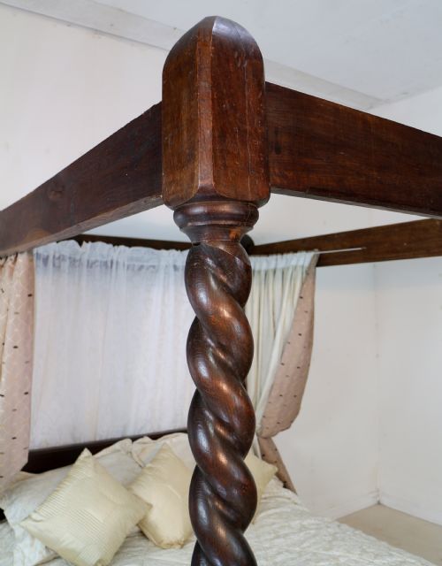 VICTORIAN ARTS CRAFTS OAK FOUR POSTER KING SIZE BED - ADDITIONAL PHOTO 10