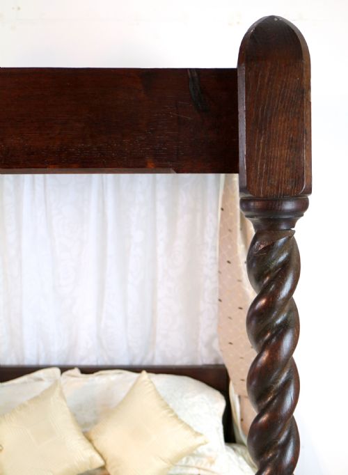 VICTORIAN ARTS CRAFTS OAK FOUR POSTER KING SIZE BED - ADDITIONAL PHOTO 11