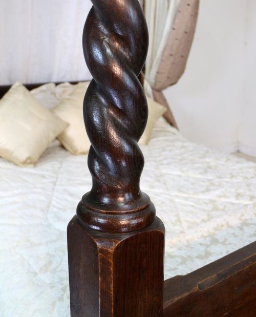 VICTORIAN ARTS CRAFTS OAK FOUR POSTER KING SIZE BED - ADDITIONAL PHOTO 13
