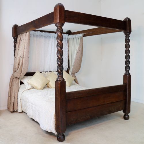 VICTORIAN ARTS CRAFTS OAK FOUR POSTER KING SIZE BED - ADDITIONAL PHOTO 14