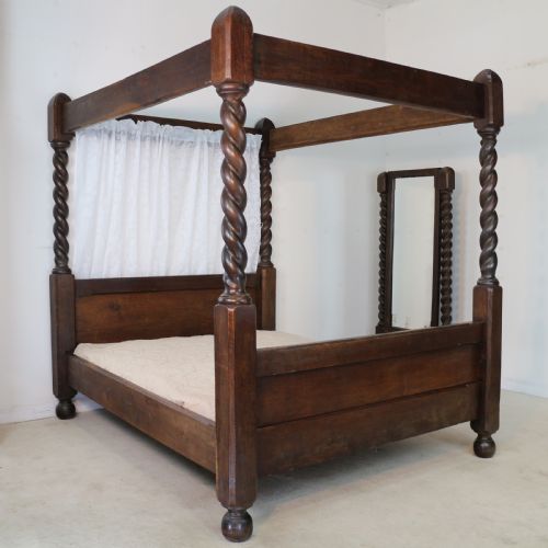 VICTORIAN ARTS CRAFTS OAK FOUR POSTER KING SIZE BED - ADDITIONAL PHOTO 15