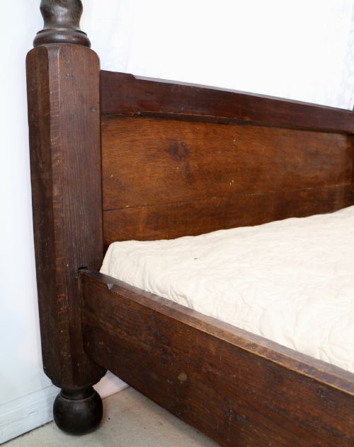 VICTORIAN ARTS CRAFTS OAK FOUR POSTER KING SIZE BED - ADDITIONAL PHOTO 20