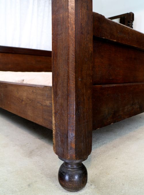 VICTORIAN ARTS CRAFTS OAK FOUR POSTER KING SIZE BED - ADDITIONAL PHOTO 21