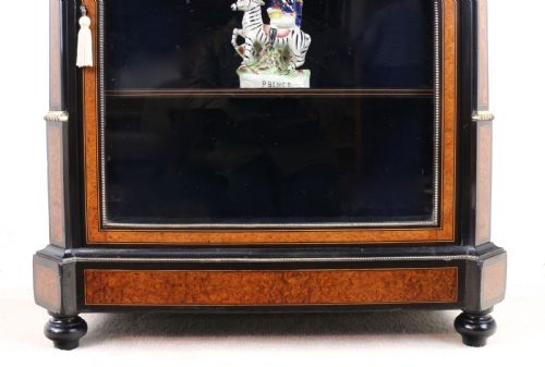 PAIR OF VICTORIAN GILT METAL MOUNTED EBONISED AND AMBOYNA INLAID PIER DISPLAY CABINETS - ADDITIONAL PHOTO 19