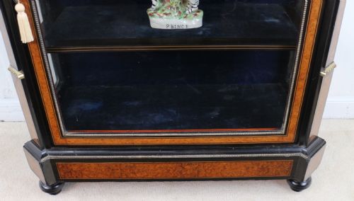 PAIR OF VICTORIAN GILT METAL MOUNTED EBONISED AND AMBOYNA INLAID PIER DISPLAY CABINETS - ADDITIONAL PHOTO 20