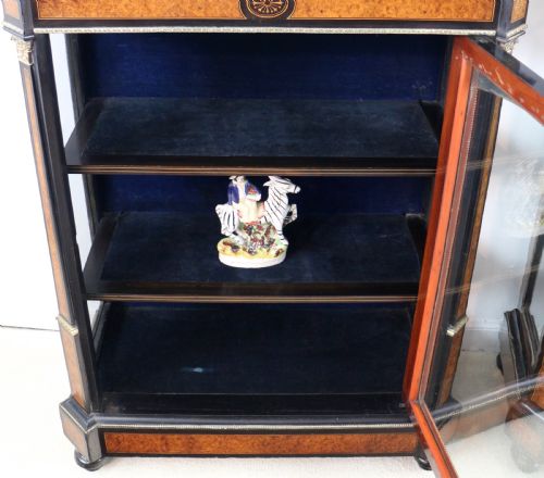 PAIR OF VICTORIAN GILT METAL MOUNTED EBONISED AND AMBOYNA INLAID PIER DISPLAY CABINETS - ADDITIONAL PHOTO 22