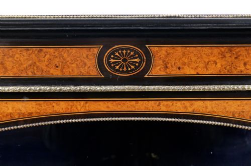 PAIR OF VICTORIAN GILT METAL MOUNTED EBONISED AND AMBOYNA INLAID PIER DISPLAY CABINETS - ADDITIONAL PHOTO 14