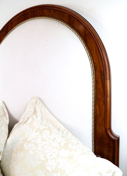 VICTORIAN HIGH BACK MAHOGANY UPHOLSTERED DOUBLE BED - ADDITIONAL PHOTO 7