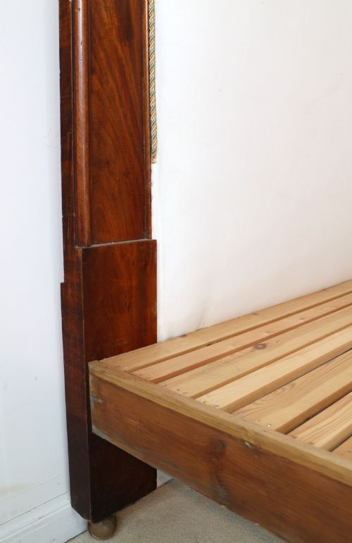 VICTORIAN HIGH BACK MAHOGANY UPHOLSTERED DOUBLE BED - ADDITIONAL PHOTO 11