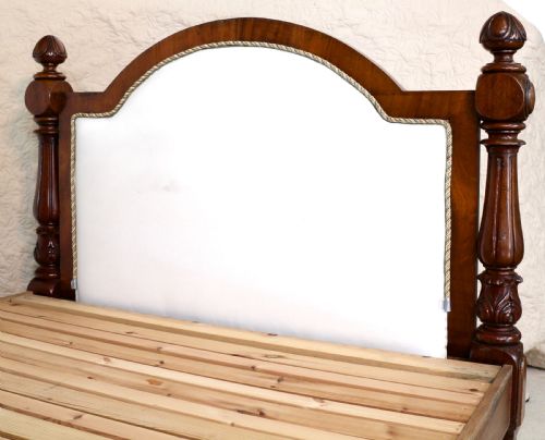 VICTORIAN HIGH BACK MAHOGANY UPHOLSTERED DOUBLE BED - ADDITIONAL PHOTO 12