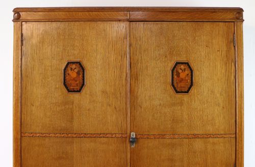 ART DECO OAK MARQUETRY BEDROOM SUITE ATTRIBUTED TO GAYLAYDE B COHEN SONS - ADDITIONAL PHOTO 4