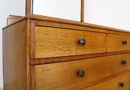 ART DECO OAK MARQUETRY BEDROOM SUITE ATTRIBUTED TO GAYLAYDE B COHEN SONS - ADDITIONAL PHOTO 16