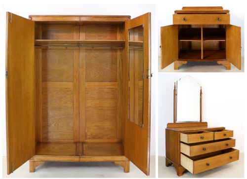 ART DECO OAK MARQUETRY BEDROOM SUITE ATTRIBUTED TO GAYLAYDE B COHEN SONS - ADDITIONAL PHOTO 29