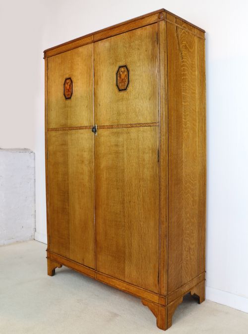 ART DECO OAK MARQUETRY BEDROOM SUITE ATTRIBUTED TO GAYLAYDE B COHEN SONS - ADDITIONAL PHOTO 3