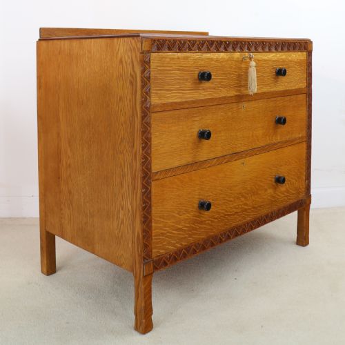 ARTS CRAFTS COTSWOLD SCHOOL OAK CHEST DRESSING TABLE ATTRIBUTED TO BATH CABINET MAKERS - ADDITIONAL PHOTO 2