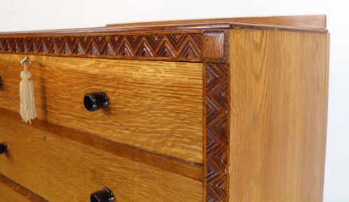 ARTS CRAFTS COTSWOLD SCHOOL OAK CHEST DRESSING TABLE ATTRIBUTED TO BATH CABINET MAKERS - ADDITIONAL PHOTO 5