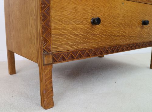 ARTS CRAFTS COTSWOLD SCHOOL OAK CHEST DRESSING TABLE ATTRIBUTED TO BATH CABINET MAKERS - ADDITIONAL PHOTO 6