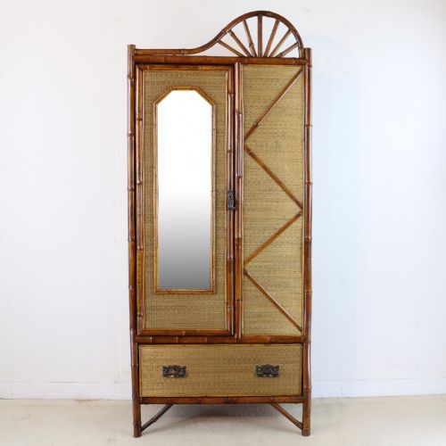 VICTORIAN 'JAPANESE STYLE' BAMBOO RATTAN BEDROOM SUITE WITH WARDROBE DRESSING TABLE WASHSTAND - ADDITIONAL PHOTO 3