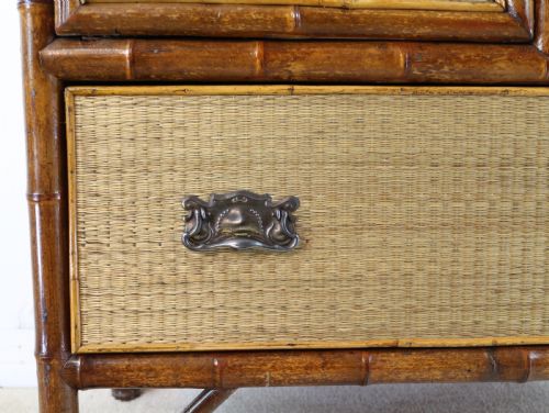 VICTORIAN 'JAPANESE STYLE' BAMBOO RATTAN BEDROOM SUITE WITH WARDROBE DRESSING TABLE WASHSTAND - ADDITIONAL PHOTO 6