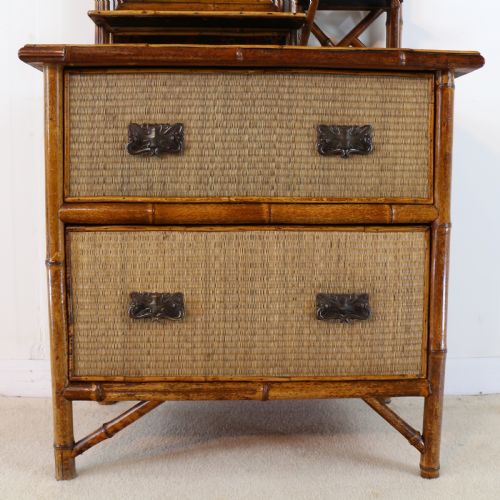 VICTORIAN 'JAPANESE STYLE' BAMBOO RATTAN BEDROOM SUITE WITH WARDROBE DRESSING TABLE WASHSTAND - ADDITIONAL PHOTO 13