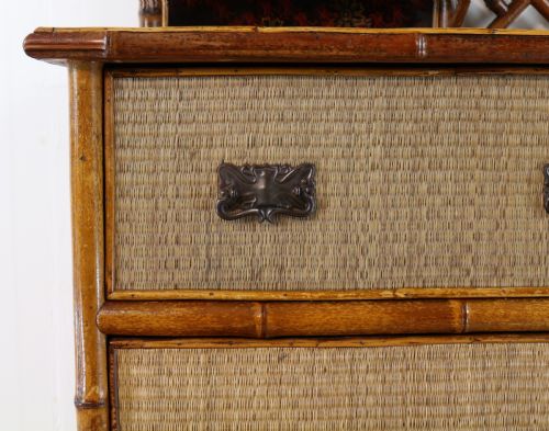 VICTORIAN 'JAPANESE STYLE' BAMBOO RATTAN BEDROOM SUITE WITH WARDROBE DRESSING TABLE WASHSTAND - ADDITIONAL PHOTO 16