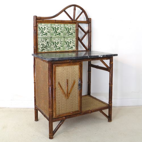 VICTORIAN 'JAPANESE STYLE' BAMBOO RATTAN BEDROOM SUITE WITH WARDROBE DRESSING TABLE WASHSTAND - ADDITIONAL PHOTO 20