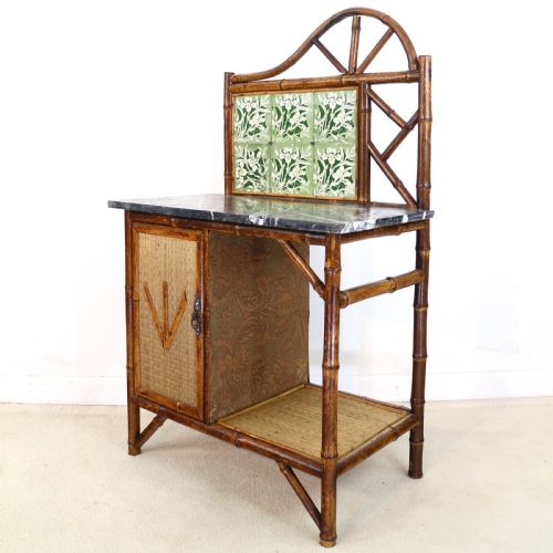 VICTORIAN 'JAPANESE STYLE' BAMBOO RATTAN BEDROOM SUITE WITH WARDROBE DRESSING TABLE WASHSTAND - ADDITIONAL PHOTO 22