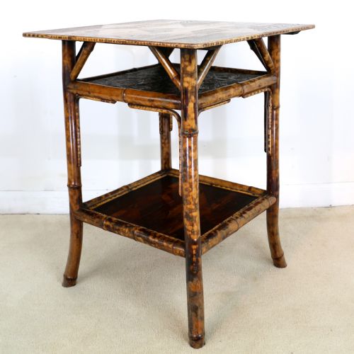 VICTORIAN JAPANESE PARQUETRY TORTOISESHELL BAMBOO TABLE - ADDITIONAL PHOTO 1